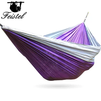 Purple spliced grey double hammock with good load carrying properties for camping and home use
Purple spliced grey double hammock with good load carrying properties for camping and home use