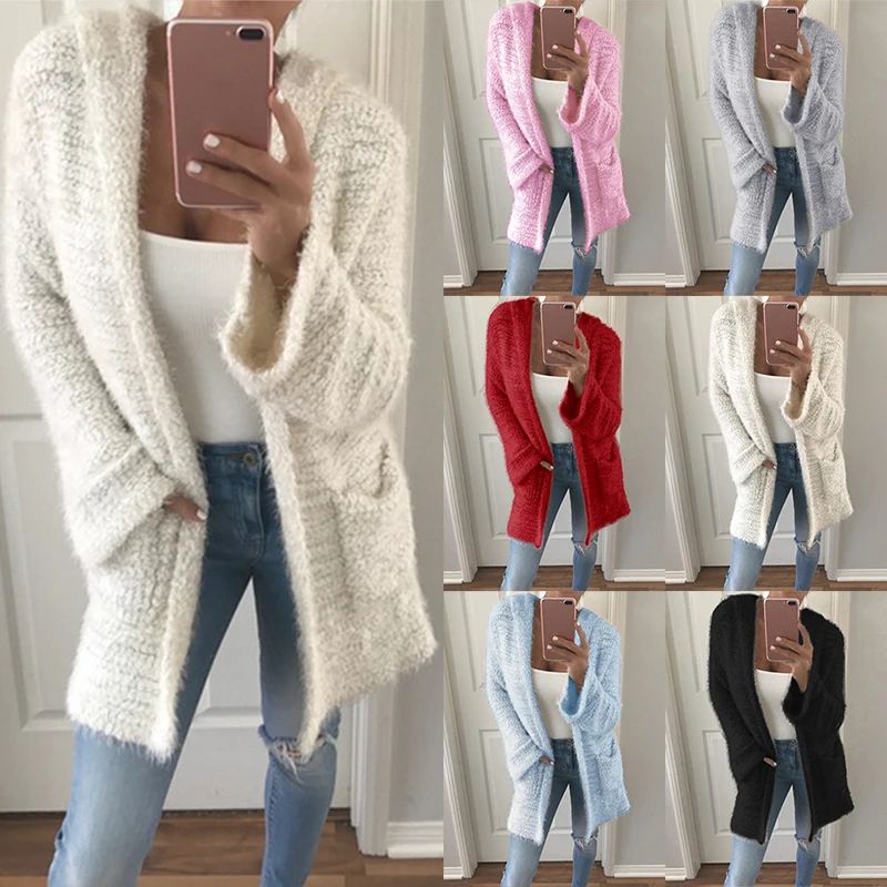 Autumn Warm Women Casual Cashmere Long Knitted Hooded Sweater Loose Sweater Cardigan Outwear With Pocket Femme Open Stitch
Autumn Warm Women Casual Cashmere Long Knitted Hooded Sweater Loose Sweater Cardigan Outwear With Pocket Femme Open Stitch