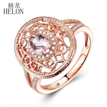 HELON Gemstone Prong 6x4mm Oval Cut Morganite Pave Natural Diamond Filigree Halo Fine Ring 14K Rose Gold Luxurious Wedding Ring
HELON Gemstone Prong 6x4mm Oval Cut Morganite Pave Natural Diamond Filigree Halo Fine Ring 14K Rose Gold Luxurious Wedding Ring