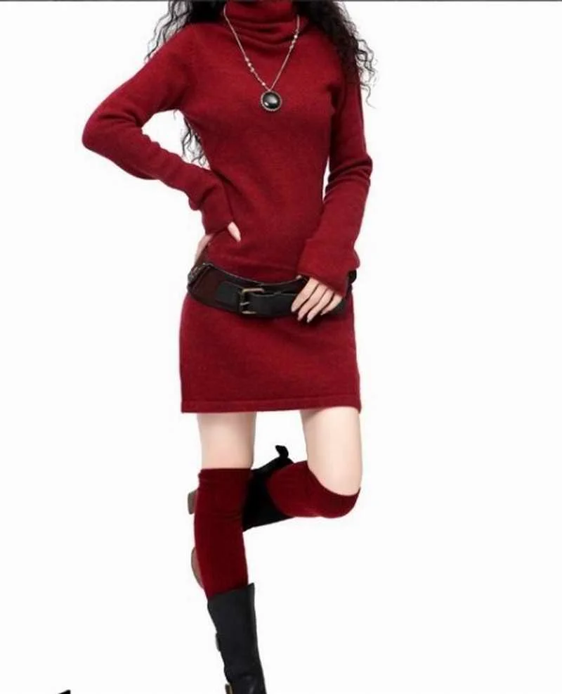 Free Shipping Spring Autumn Winter The latest Fashion Turtleneck Cashmere Wool Blend Sweater Dress Solid Medium-Long Style Sexy
Free Shipping Spring Autumn Winter The latest Fashion Turtleneck Cashmere Wool Blend Sweater Dress Solid Medium-Long Style Sexy