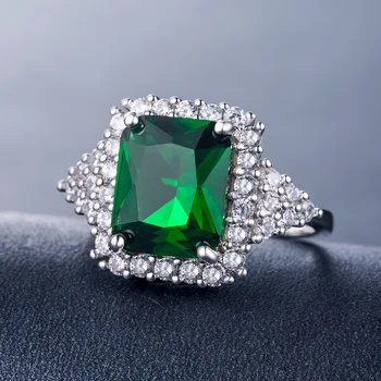 

Huitan hot selling Special Shiny Green CZ Prong Setting Size 6-10 wholesale lots bulk Fashion Cocktail Party Rings for Women