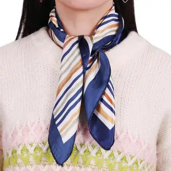 Elegant Satin Square Scarf Business Women Printed Head Neck Silk Scarf