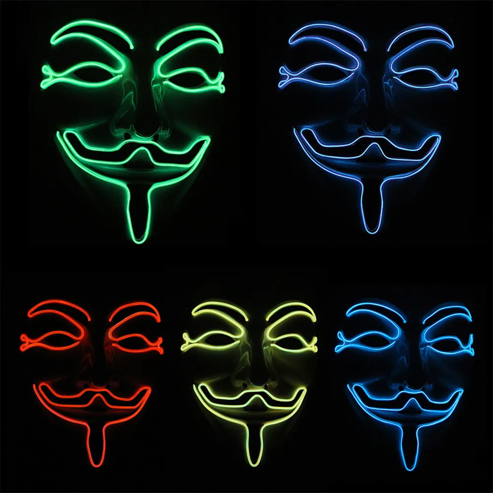 10 COLOR Option Vendetta wire Mask Flashing Cosplay LED MASK Costume Anonymous Mask for Glowing dance Carnival Party Masks
10 COLOR Option Vendetta wire Mask Flashing Cosplay LED MASK Costume Anonymous Mask for Glowing dance Carnival Party Masks