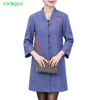 Autumn winter Women Jacket 2018 Fashion Standing collar Embroidered Plus size Wool coat mid-long female Gray Outerwear 4XL A892
Autumn winter Women Jacket 2018 Fashion Standing collar Embroidered Plus size Wool coat mid-long female Gray Outerwear 4XL A892