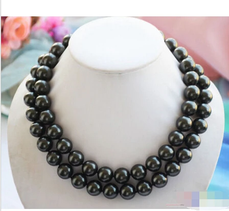 FREE SHIPPING>>>@@ P4581 2row 14mm Tahitian black round SOUTH SEA SHELL PEARL NECKLACE@^Noble style Natural Fine jewe S
FREE SHIPPING>>>@@ P4581 2row 14mm Tahitian black round SOUTH SEA SHELL PEARL NECKLACE@^Noble style Natural Fine jewe S