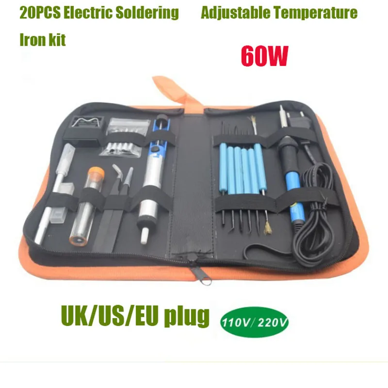EU/US/UK Plug 60W Electric Soldering Iron 220V/110V Adjustable Temperature Soldering Iron kit Soldering Iron Stand Welding Tools
EU/US/UK Plug 60W Electric Soldering Iron 220V/110V Adjustable Temperature Soldering Iron kit Soldering Iron Stand Welding Tools