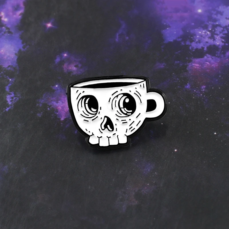 Skull Pattern Cup Brooch New Gothic White Skeleton Cartoon Skull Coffee Cup Enamel Pin Leather Lapel Badge Halloween Friend Gift
Skull Pattern Cup Brooch New Gothic White Skeleton Cartoon Skull Coffee Cup Enamel Pin Leather Lapel Badge Halloween Friend Gift
