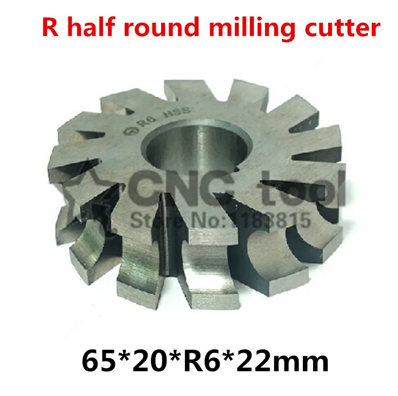 

R6 65*20*R6*22mm Inner hole HSS Concave Radius Milling Cutters R half round milling cutter Free shipping