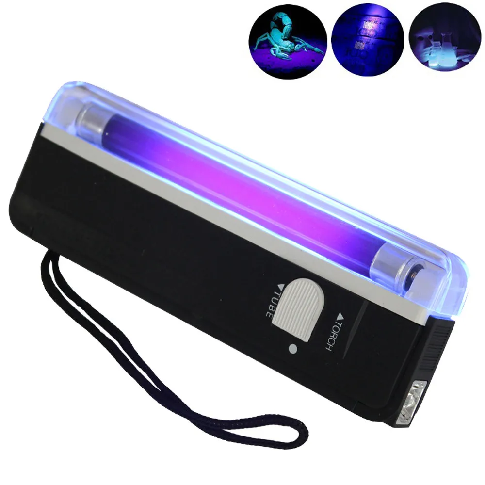 

Handheld UV Black Light Torch Portable Blacklight with LED Check Counterfeit Money Stains Hotel Room Cleanliness 4W UV Bulb #DX