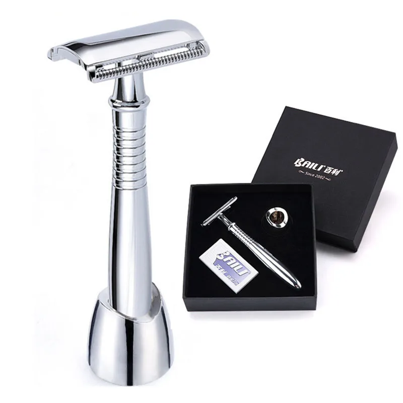 Double Edge Safety Razor Vintage Shaver Silver Chrome Long Handle Razors Manual razor set 1 Handle+5 Razor Blades+1 Razor Base
Double Edge Safety Razor Vintage Shaver Silver Chrome Long Handle Razors Manual razor set 1 Handle+5 Razor Blades+1 Razor Base