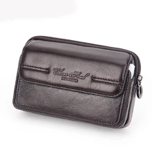 Couro genuíno dos homens flip cinto hip fanny bolsa de cigarro bolso masculino celular celular/telefone caso capa cintura pacote(China)