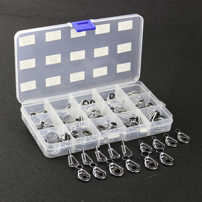 Mixed Size Fishing Rod Guide Set Tip Strong Line Rings Fishing Rod Guide Tip Top Repair Kit for Carp Pesca 80pcs/set
Mixed Size Fishing Rod Guide Set Tip Strong Line Rings Fishing Rod Guide Tip Top Repair Kit for Carp Pesca 80pcs/set