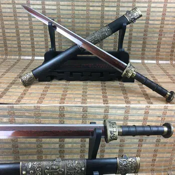 AUTHENTIC Hand Forging Top Quallty Red Pattern Steel Blade Sharp Chinese WuShu/Kungfu Sword Ebony wood Saya Battle Sword Jian
AUTHENTIC Hand Forging Top Quallty Red Pattern Steel Blade Sharp Chinese WuShu/Kungfu Sword Ebony wood Saya Battle Sword Jian