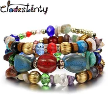 Chadestinty נשים תכשיטי צבעוני בוהמיה פו שרף אבן רב שכבתי צמיד צמיד אתני קסמי חוף צמידי armbanden(China)
