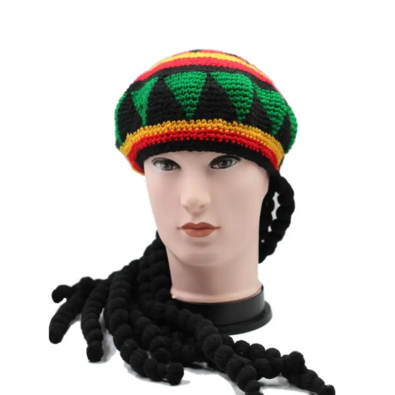 Шапка с дредами Jamaica Rasta Gorro облегающая шапка зимняя теплая вязаная в разноцветную