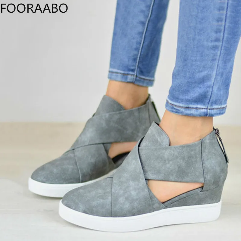 WDHKUN Women Plus Size Wedges Platform Vulcanized Shoes Autumn Cut Outs Zipper Female Suede Sneakers Ladies Fashion Footwear
WDHKUN Women Plus Size Wedges Platform Vulcanized Shoes Autumn Cut Outs Zipper Female Suede Sneakers Ladies Fashion Footwear