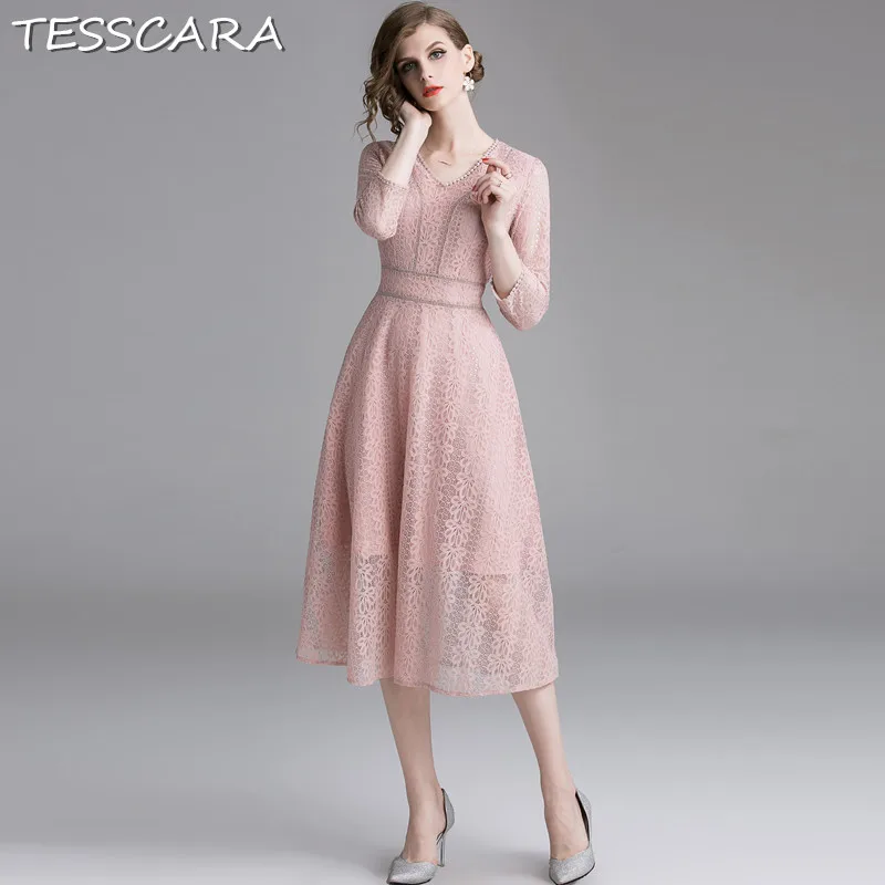 TESSCARA Women Elegant Pink Lace Dress Festa Female High Quality Long Wedding Party Robe Femme Designer Flower Girl Vestidos
TESSCARA Women Elegant Pink Lace Dress Festa Female High Quality Long Wedding Party Robe Femme Designer Flower Girl Vestidos
