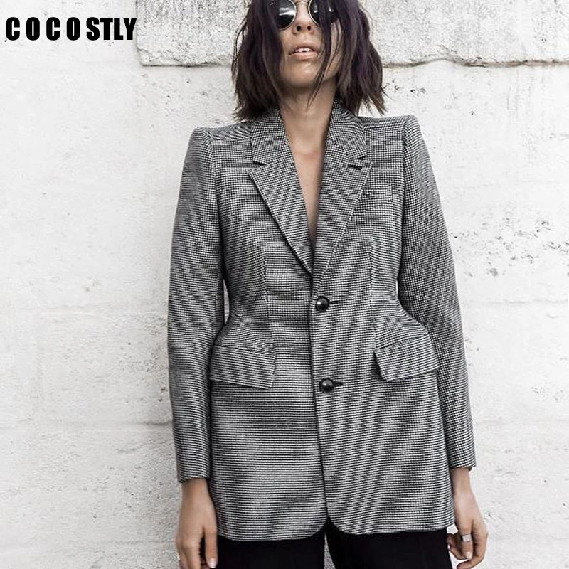 Plaid Blazer Women's Long Sleeve Lapel Collar Pocket Slim Female Coat Spring Office women blazers and jackets Clothing Plus Size
Plaid Blazer Women's Long Sleeve Lapel Collar Pocket Slim Female Coat Spring Office women blazers and jackets Clothing Plus Size