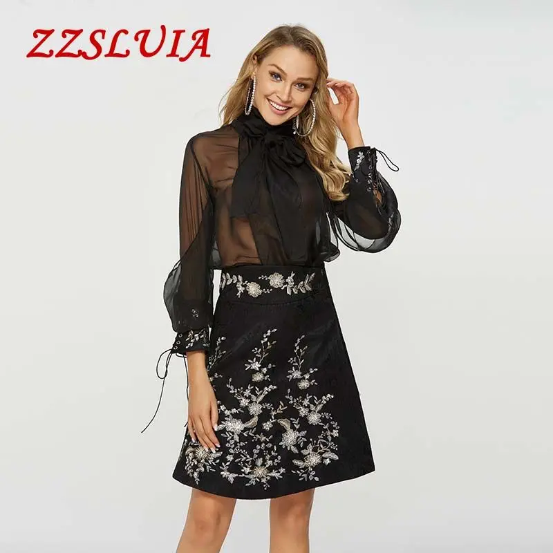2019 new brand embroidery designer lace up bow solid color long sleeve Transparent slim women's blouses shirts female
2019 new brand embroidery designer lace up bow solid color long sleeve Transparent slim women's blouses shirts female