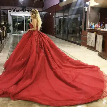 Luxury Ball Gown Prom Dress 2019 Sweetheart Heavy Beading Crystal Sequins Red Long Evening Dresses Royal Train Plus Size
Luxury Ball Gown Prom Dress 2019 Sweetheart Heavy Beading Crystal Sequins Red Long Evening Dresses Royal Train Plus Size