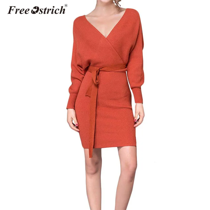 Free Ostrich Sexy Knitted Dress Women Bodycon Batwing Long Sleeve Sashes Deep V-Neck Bandage Dress Backless Elegant Vestido D45
Free Ostrich Sexy Knitted Dress Women Bodycon Batwing Long Sleeve Sashes Deep V-Neck Bandage Dress Backless Elegant Vestido D45