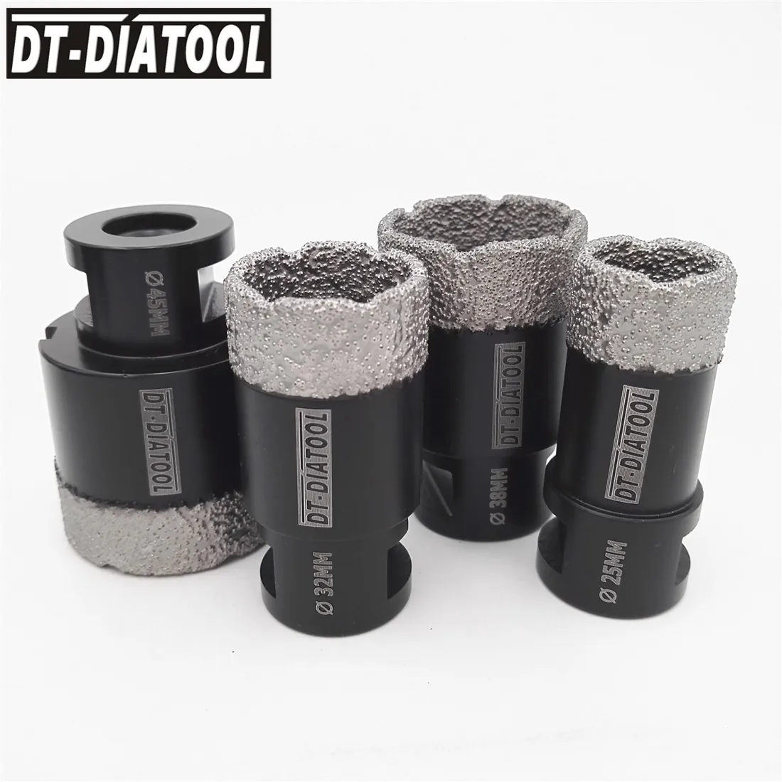 DT-DIATOOL 4pcs Dry Diamond Drilling Hole Saw M14 thread Core Bits for Ceramic Tile Drill Bits Granite Marble Dia 25/32/38/45mm
DT-DIATOOL 4pcs Dry Diamond Drilling Hole Saw M14 thread Core Bits for Ceramic Tile Drill Bits Granite Marble Dia 25/32/38/45mm