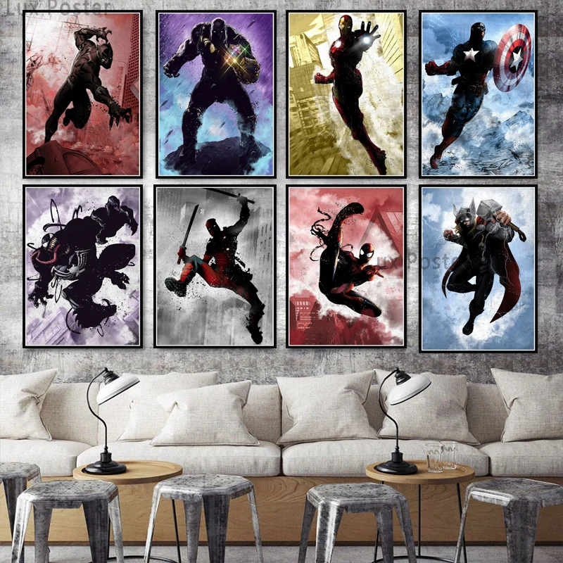 

Avengers Poster EndGame Deadpool Venom Iron Man Captain America Thanos Art Painting Prints Wall Pictures Living Room Home Decor