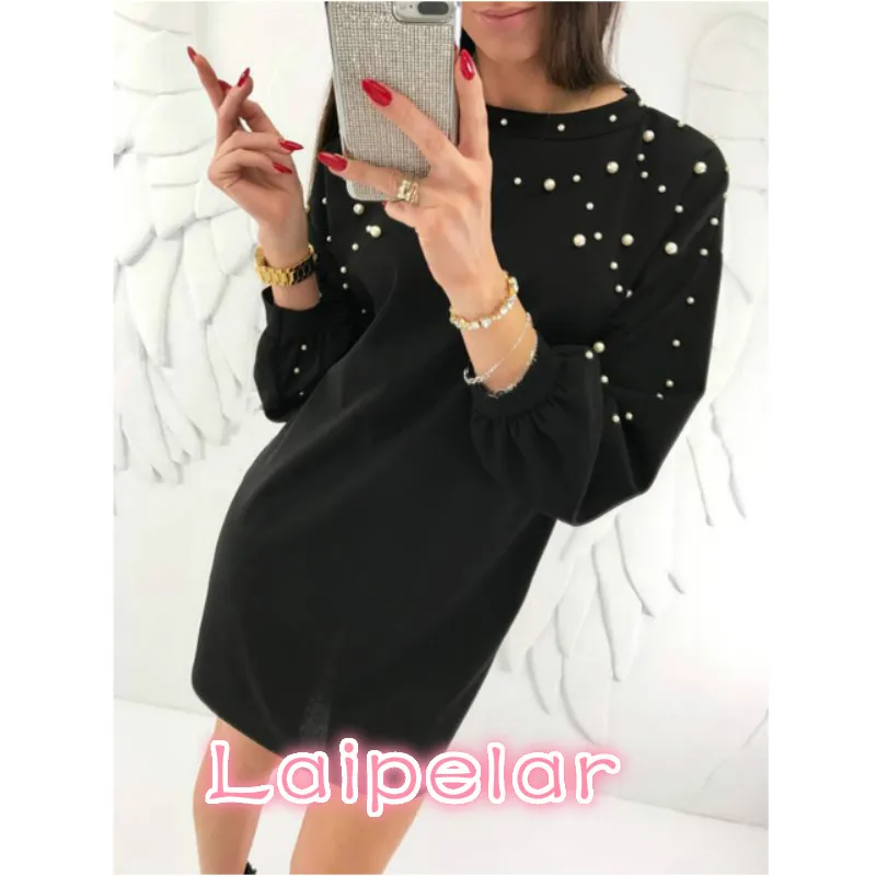 New Pearl Beading Women Mini Dress Autumn Spring Solid Bodycon Wrap Dress Casual Vintage Long Sleeve Fashion Laipelar
New Pearl Beading Women Mini Dress Autumn Spring Solid Bodycon Wrap Dress Casual Vintage Long Sleeve Fashion Laipelar