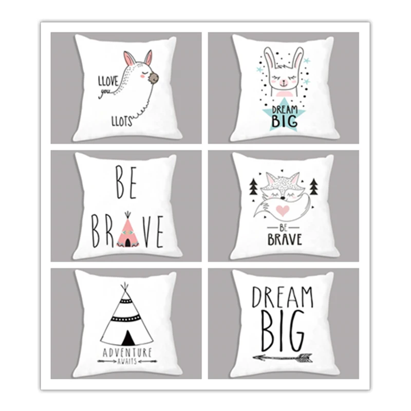 New Cushion Cover Square Throw Pillow Case Cartoon Llama Fox Arrow Be Brave Dream Big Quote Print Plush Cushion Case For Sofa
New Cushion Cover Square Throw Pillow Case Cartoon Llama Fox Arrow Be Brave Dream Big Quote Print Plush Cushion Case For Sofa