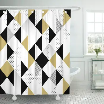 Fabric Shower Curtain with Hooks Geometric Abstract with Triangles Gold Black and White Pattern Modern Chevron Elegant
Fabric Shower Curtain with Hooks Geometric Abstract with Triangles Gold Black and White Pattern Modern Chevron Elegant