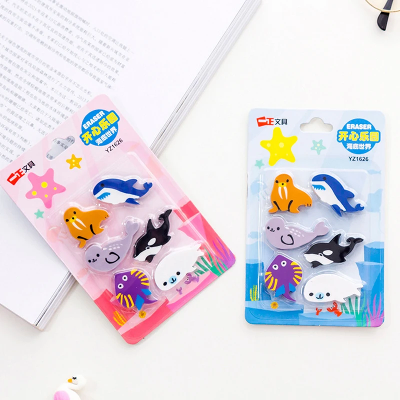 6 pcs/set Marine animals eraser whale fish Sea lions shape rubber eraser kawaii stationery school supplies papelaria kids gifts
6 pcs/set Marine animals eraser whale fish Sea lions shape rubber eraser kawaii stationery school supplies papelaria kids gifts