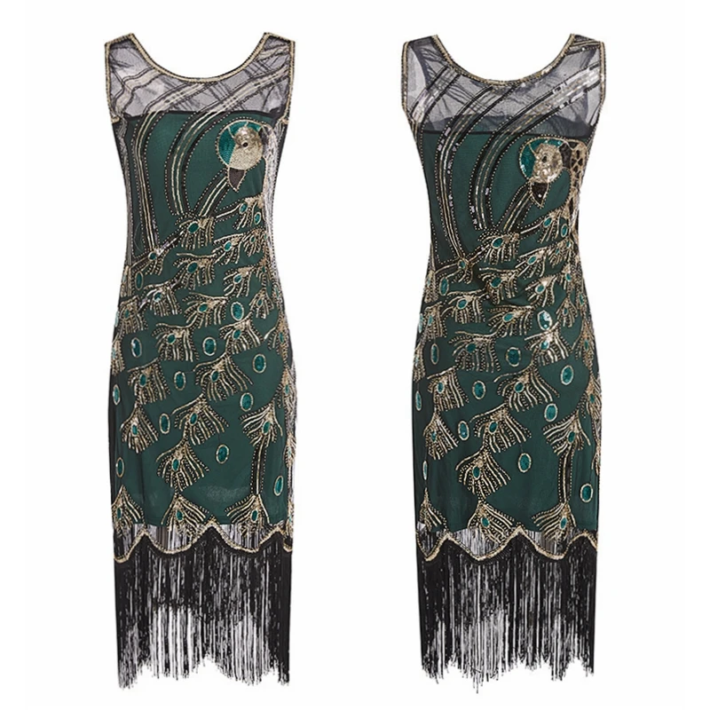 Винтажное платье Great Gatsby 1920s стильное с флопом и кисточками для вечеринок