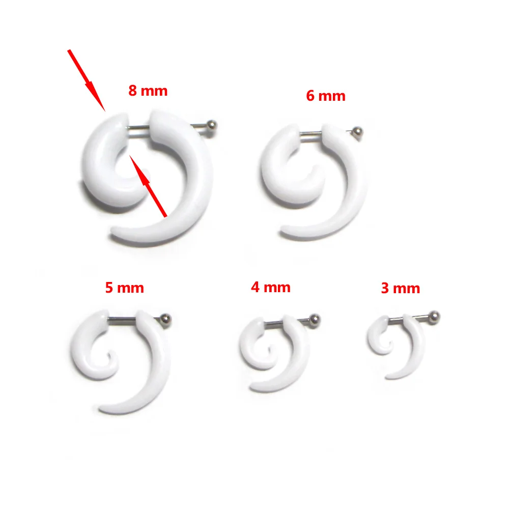 2 pieces men women fashion new fake spiral ear tapers snail ear expanders White 3/4/5/6/8 mm body jewelry ear plug pircing
2 pieces men women fashion new fake spiral ear tapers snail ear expanders White 3/4/5/6/8 mm body jewelry ear plug pircing