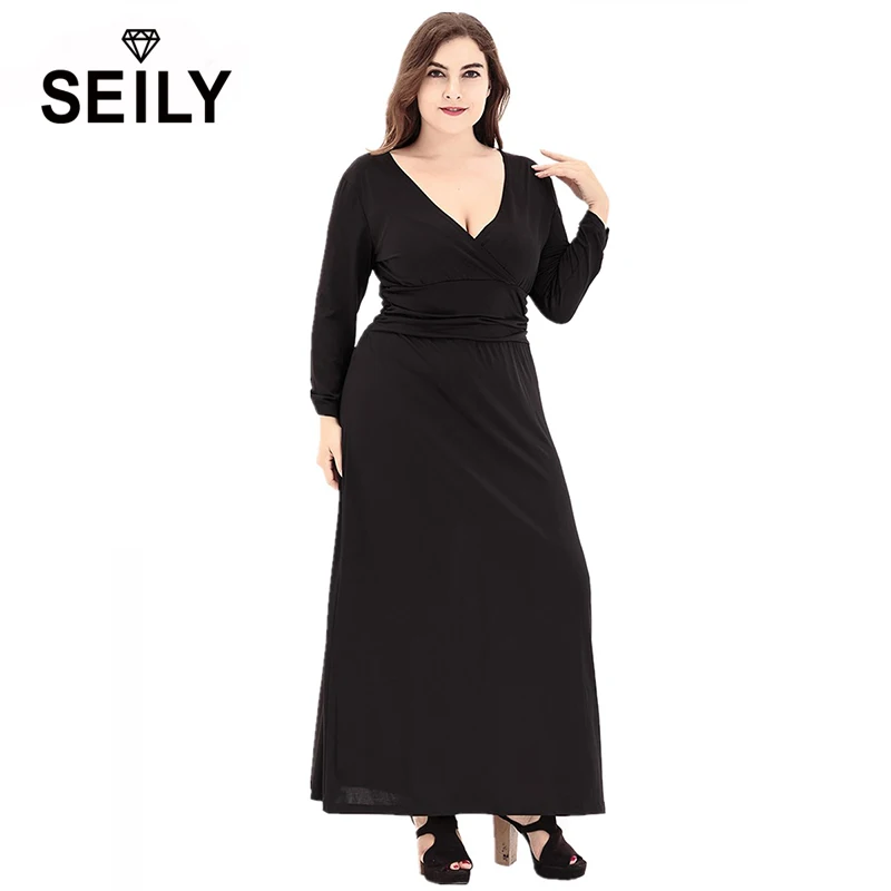 Seily Plus Size Autumn Black Sexy Deep V Bandage Slim Dress For Women Evening Party Long Sleeve Maxi Dresses 4XL 5XL 6XL Vestido
Seily Plus Size Autumn Black Sexy Deep V Bandage Slim Dress For Women Evening Party Long Sleeve Maxi Dresses 4XL 5XL 6XL Vestido