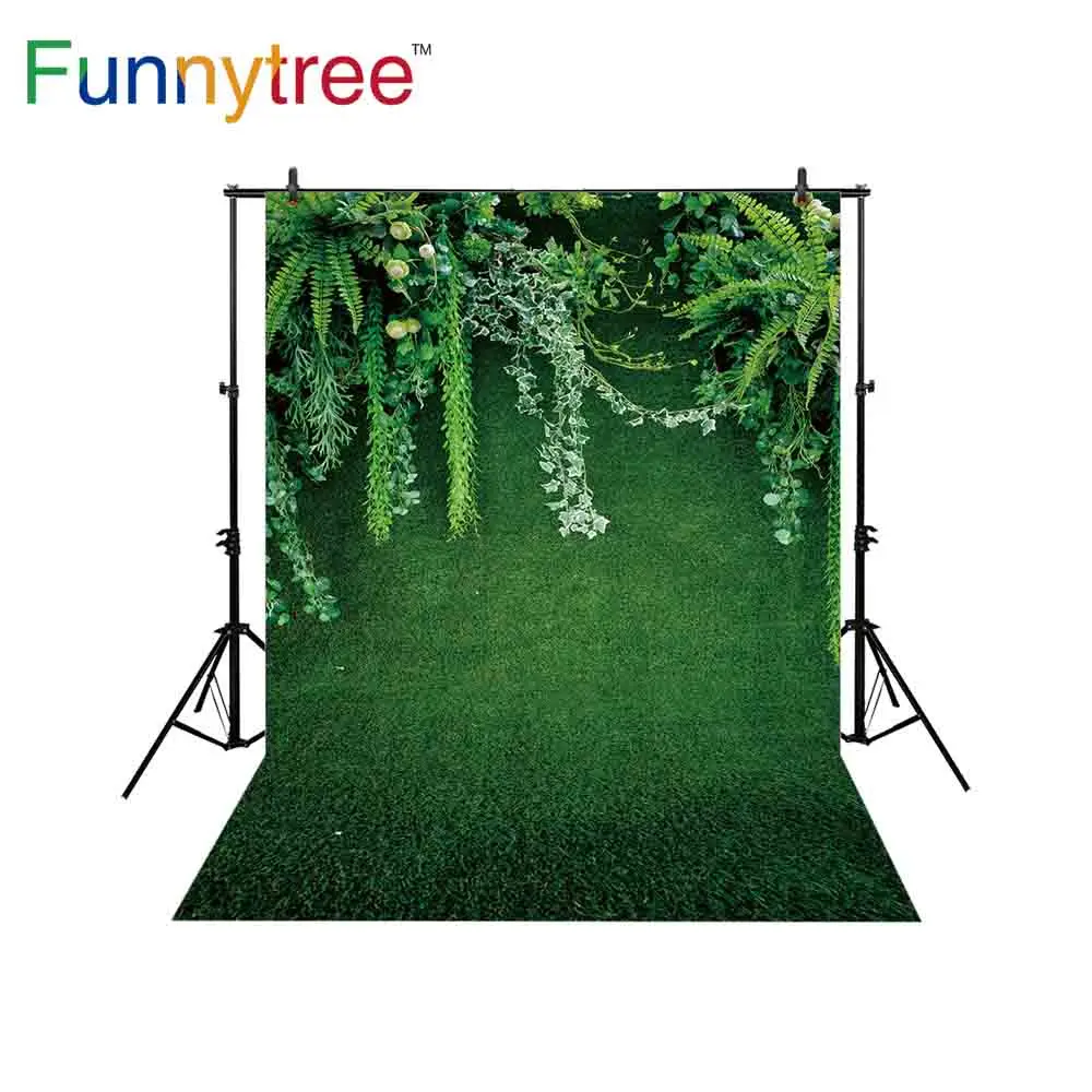 Фон Funnytree трава для фотосъемки зеленый летний праздник листья джунглей свадебное