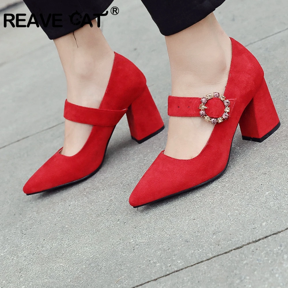 REAVE CAT 2019 NEW Spring summer Shoes woman High heels Women's pumps Pointed toe Flock Buckle Rhinestone Glitter Casual A1629
REAVE CAT 2019 NEW Spring summer Shoes woman High heels Women's pumps Pointed toe Flock Buckle Rhinestone Glitter Casual A1629