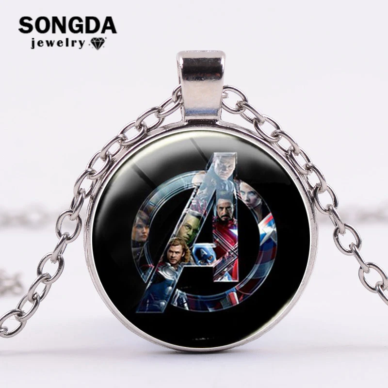 SONGDA Special Superhero Printing The Avengers Logo Glass Cabochon Pendant Necklace Letter A Long Chain Necklace Fans Souvenir
SONGDA Special Superhero Printing The Avengers Logo Glass Cabochon Pendant Necklace Letter A Long Chain Necklace Fans Souvenir