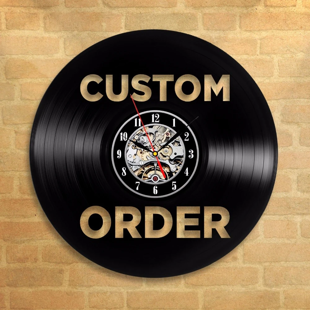 

Personalized Order Your design Custom Your logo Vinyl Record Wall Clock Customized Personal Wall Art Clock