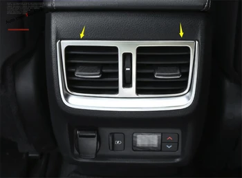 Yimaautotrims Armrest Box Rear Air Conditioning AC Vent Outlet Cover Trim Fit For Infiniti QX50 2018 2019 2020 Stainless Steel