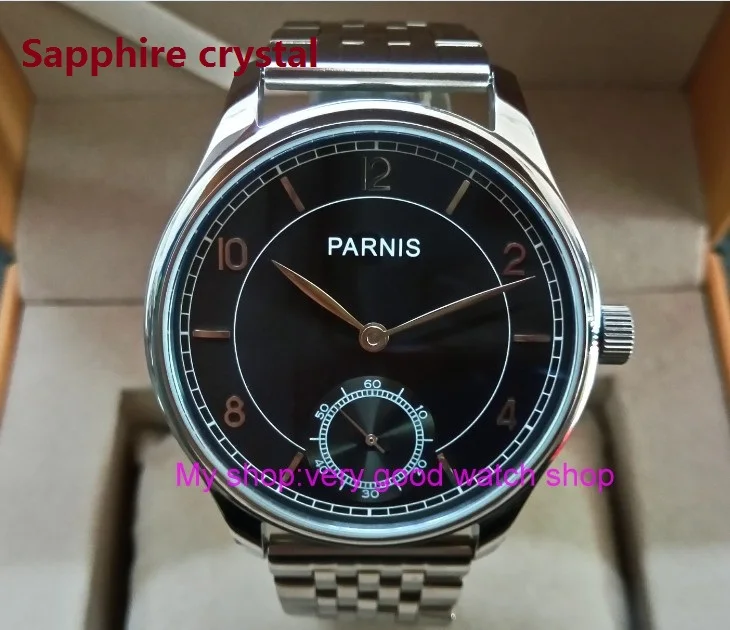 

Sapphire crystal 44mm PARNIS Asian 17 jewels ST3621/6498 Mechanical Hand Wind movement black dial men's watches sdgd49A
