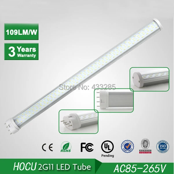 Wholesale - 2G11 LED Tube 12W 2835 SMD 320mm PL Tube bulb high Power Fluorescent 60 Watt replacement 110V 220V Free Shipping