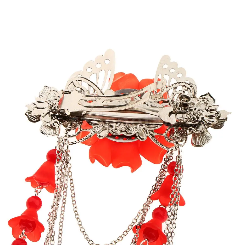 3 Pieces Costume Classic Flower Hair Clip Tassel Hair Barrette for Hanfu COS Hair Ornaments