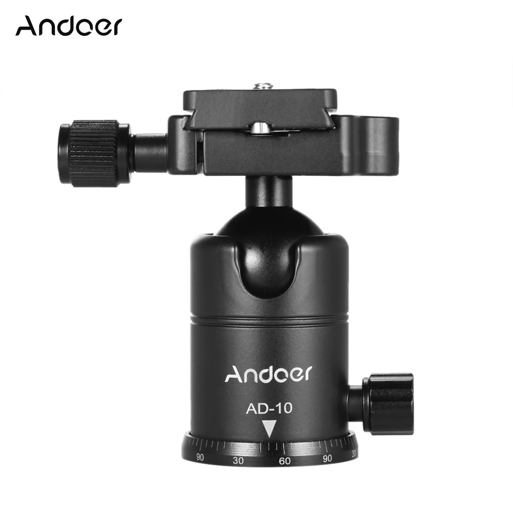 Andoer AD-10 Aluminum Alloy Ball Head Camera Tripod Head with Quick Release Plate for Canon Nikon Sony Cameras
Andoer AD-10 Aluminum Alloy Ball Head Camera Tripod Head with Quick Release Plate for Canon Nikon Sony Cameras