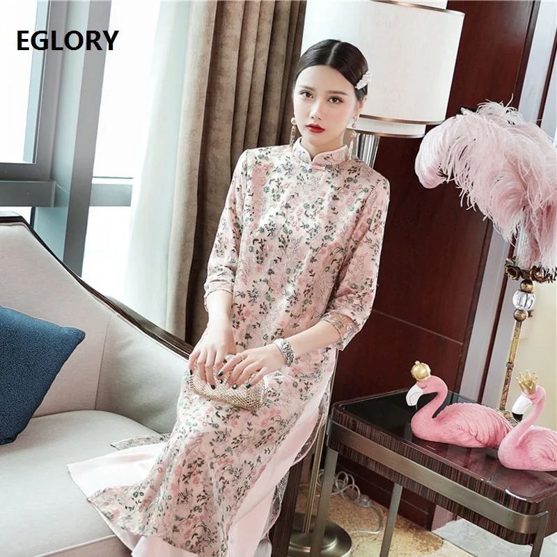 Luxury Dress 2019 Summer Vintage Party Qipao Dress Women Allover Exquisite Embroidery 3/4 Sleeve Mid-Calf Pink Dress Vintage
Luxury Dress 2019 Summer Vintage Party Qipao Dress Women Allover Exquisite Embroidery 3/4 Sleeve Mid-Calf Pink Dress Vintage