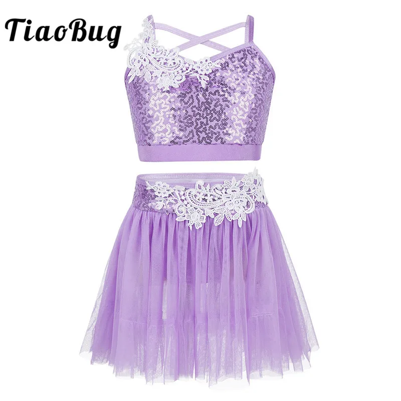 TiaoBug Children Girls Sequins Crop Tops Gymnastics Leotard Ballet Skirt Set Kids Figure Ice Skating Dress Lyrical Dance Costume
TiaoBug Children Girls Sequins Crop Tops Gymnastics Leotard Ballet Skirt Set Kids Figure Ice Skating Dress Lyrical Dance Costume
