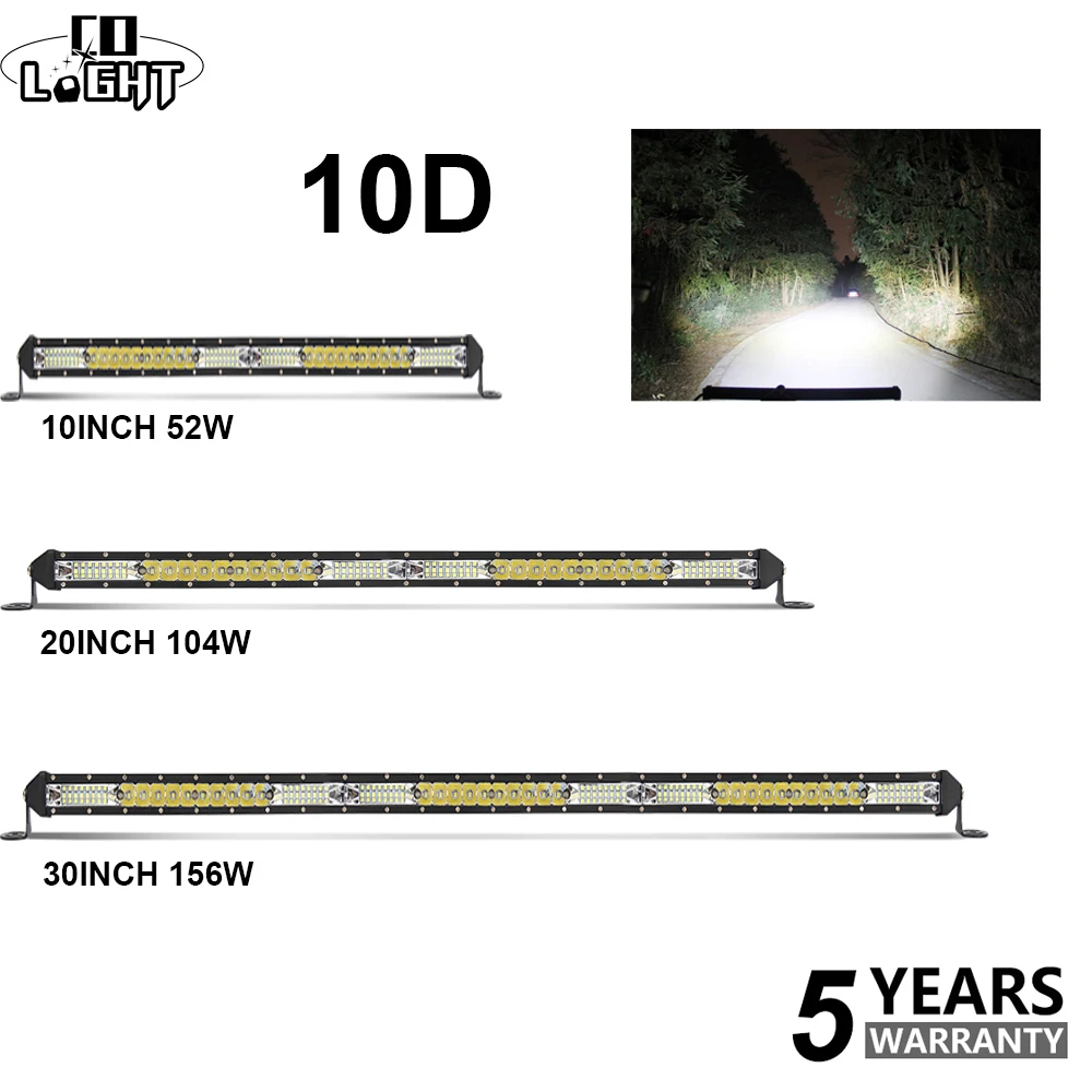 CO LIGHT 52W 104W 156W 10D Super Slim Offroad LED Light Bar Spot Flood Combo Beam LED Work Fog Light for Trucks Tractor UAZ ATV
CO LIGHT 52W 104W 156W 10D Super Slim Offroad LED Light Bar Spot Flood Combo Beam LED Work Fog Light for Trucks Tractor UAZ ATV