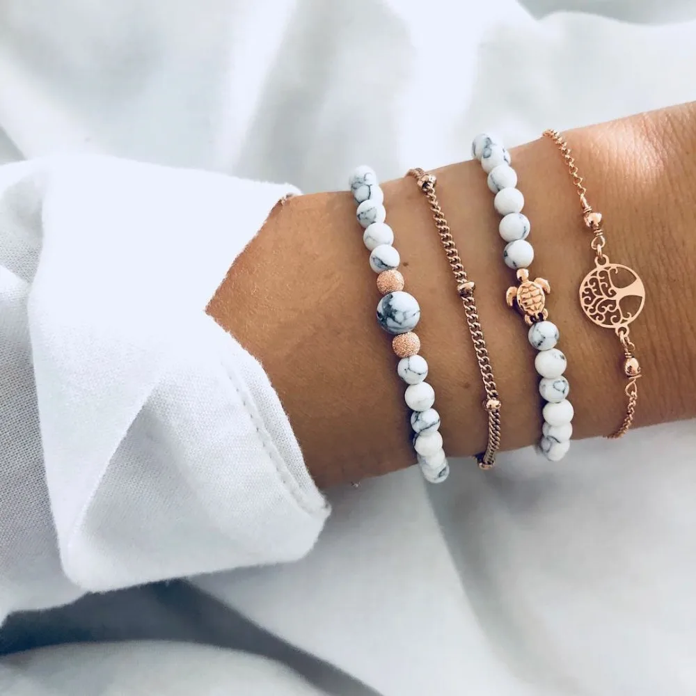 4pcs/set Minimalist Turtle Natural Stone Beaded Bracelet Chain Tree of Life Cuff Braclet Women Charm Jewelry Cordao
4pcs/set Minimalist Turtle Natural Stone Beaded Bracelet Chain Tree of Life Cuff Braclet Women Charm Jewelry Cordao