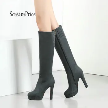 Plus Size 43 Fashion Platform Knee High Boots Chunky High Heel Side Zipper Winter Women Shoes Brown Gray Wine Red Black
Plus Size 43 Fashion Platform Knee High Boots Chunky High Heel Side Zipper Winter Women Shoes Brown Gray Wine Red Black
