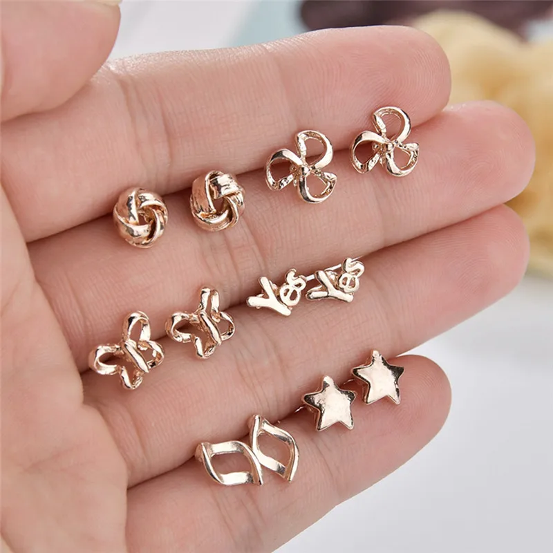 New Rose Gold Color Geometric Round Square Hollow Flowers Animal Stars Butterfly Feather Stud Earrings Set For Women Ear Jewelry
New Rose Gold Color Geometric Round Square Hollow Flowers Animal Stars Butterfly Feather Stud Earrings Set For Women Ear Jewelry
