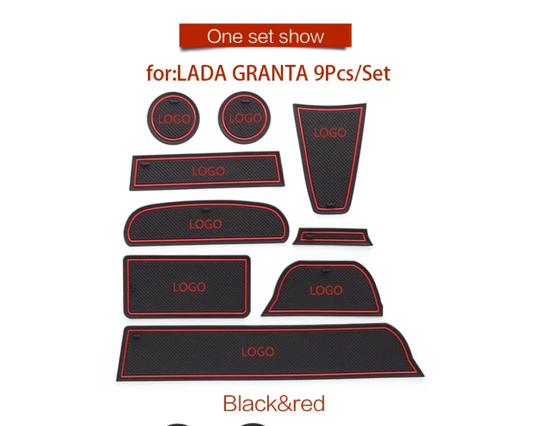 For Lada Kalina GRANTA Accessories,3D Rubber Car Mat Car Anti Slip Mat, Non-slip Mats Interior Door Pad/Cup Mat